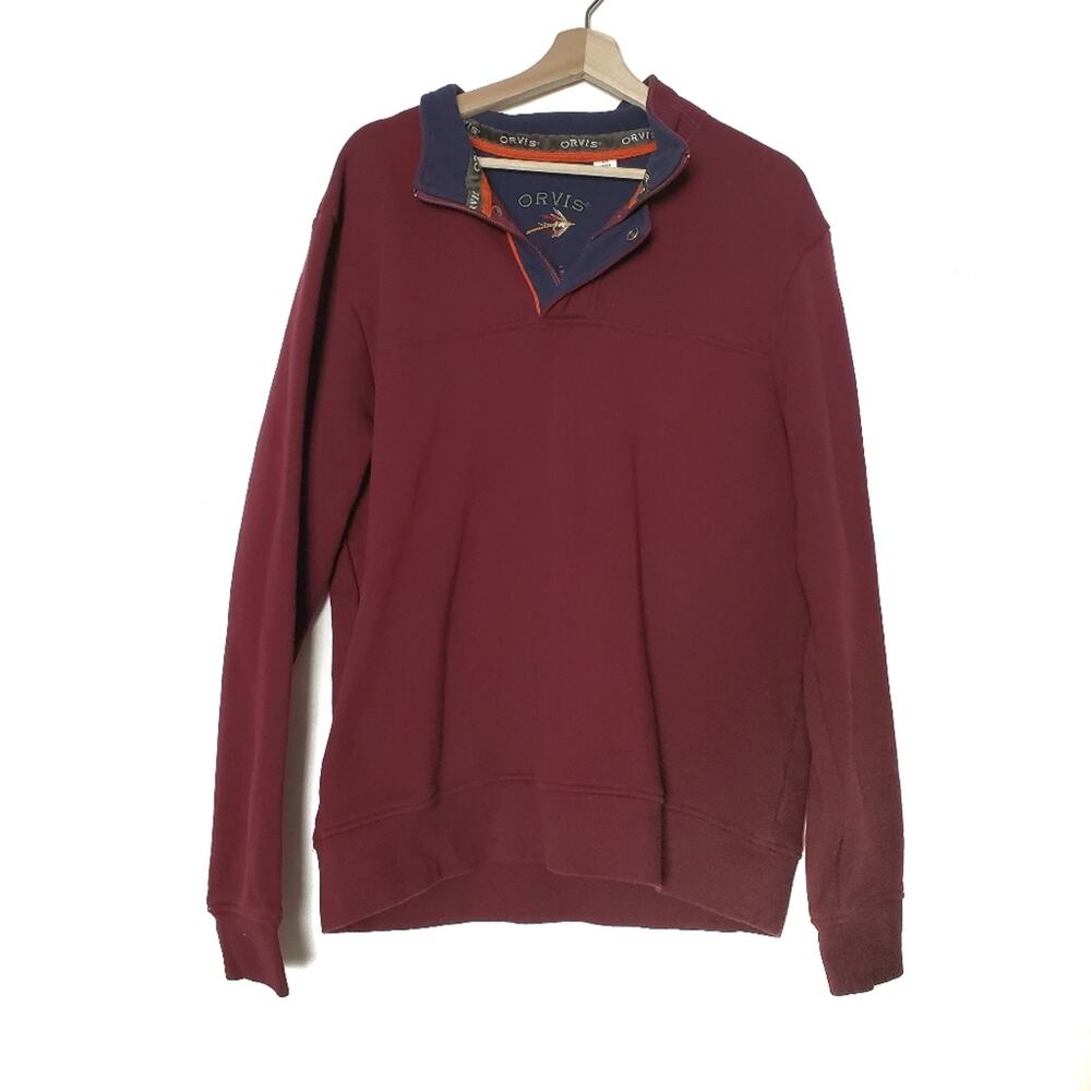 Orvis | Heavyweight Wine Red Zip Collar Sweatshirt